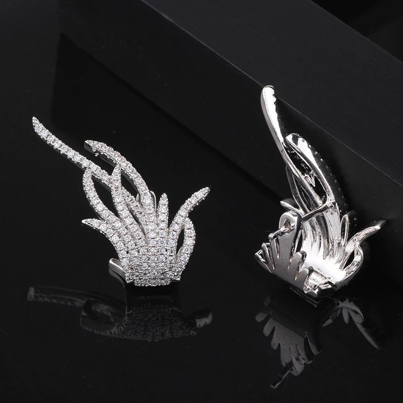 Elegant Famous Brand Design Leaf Shape Zirconia Wedding Earring for Women Luxury Korean Stud Earrings Fashion Jewelry - Image 5