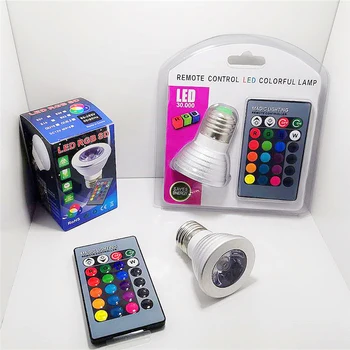 

1PC E27 E14 GU10 MR16 RGB LED Spot Lights Magic RGB LED Bulb Lighting With IR Remote Control 16 Colors TTXB1