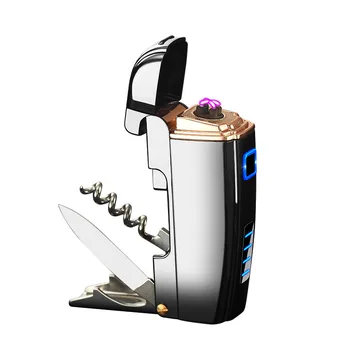 

Creative USB Double Arc Lighter Cigarette Accessories with Multi-power Rechargeable Lighter with Bottle Opener and Knife
