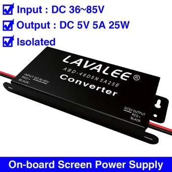 

LAVALEE ABD-48D5N5A25E Vehicle LED Screen Power Supply Car LED Display Screen Input DC36~85V To DC 5V 5A 25W