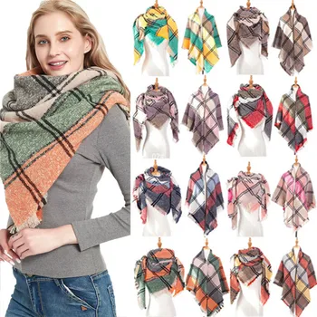 

Hijab Special Offer Winter European And American 2020 New Autumn Winter Square Open Women's Shawl Thorn Hair Triangle Plaid
