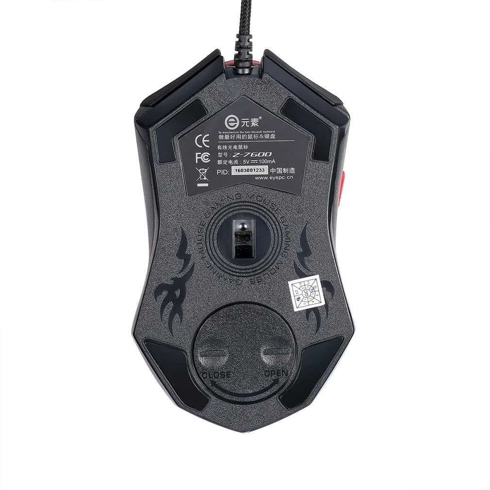Usb Wired Gaming Mouse Z-7600 Professional Led Backlight 6 Buttons Optical 1000/1600/2000 Dpi Adjustable For Pc Laptop