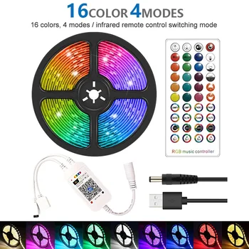 

USB Connection 40key Remote Controller Music Sync Ribbon Bedroom DC5V Color Changing APP Free Cut LED Strip Light TV Backlight