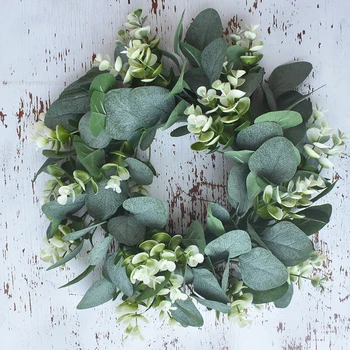 

New Arrival Christmas Olive Leaf Eucalyptus Wreath Leaves Garland Ornaments Decoration for Xmas Holiday Party