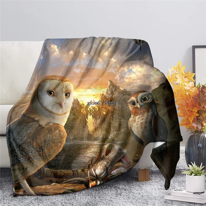 

3D Owl Printing Fleece Throw Blankets for Beds Sofa Thick Quilt Adults Kids Plush Bedspread Sherpa Throw Blanket