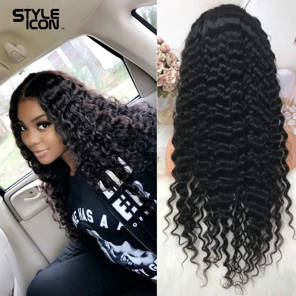 Парик Styleicon с глубокой волной 8 30 дюймов 150% вьющиеся 13*4 парики на сетке спереди