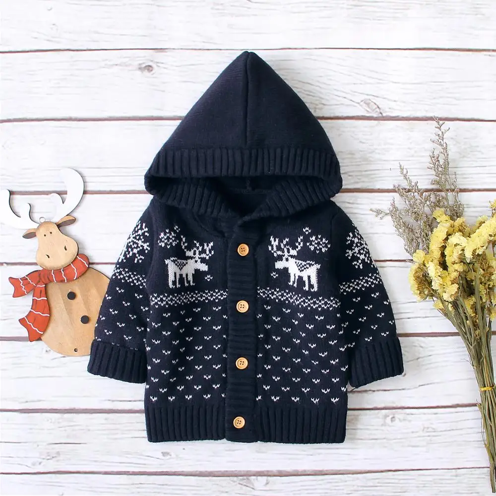 

Winter Warm Baby Boys Girls Sweater with Hood Autumn Long Sleeve Toddler Kids Knitwear Tops Casual Outwear Children Knit Clothes