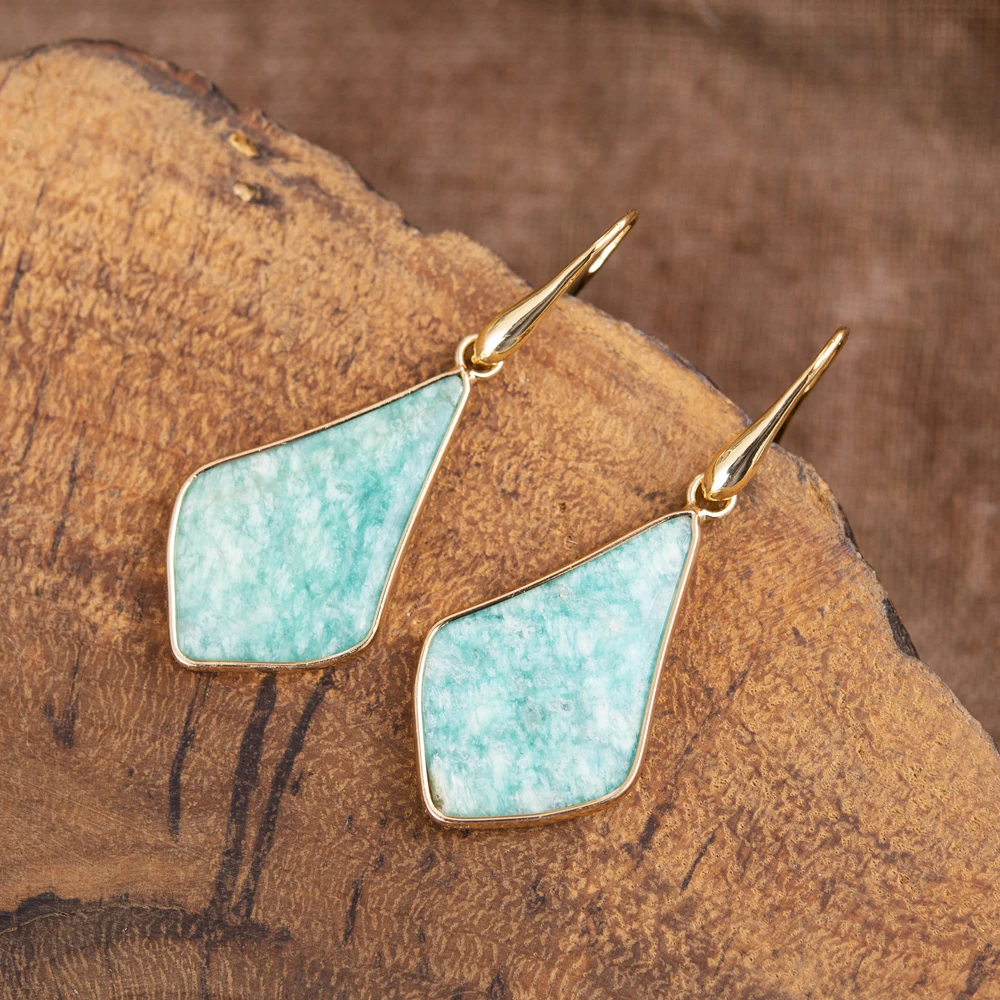 Amazonite Rhombus Drop Earrings