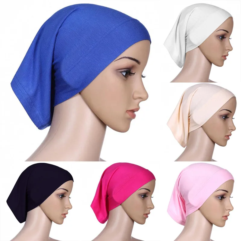 9 Colors 30x24cm Elastic Adjustable Muslim Islamic Arabian hijab tube veil robe abaya inner caps hats Modal Stretch 1PCS