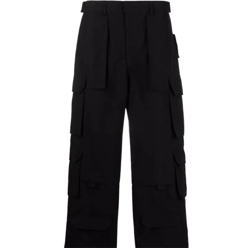 Men's Casual Pants Straight Pants Overalls Spring New Black Multi-Pocket Design Fashionable Urban Motorcycle Pants