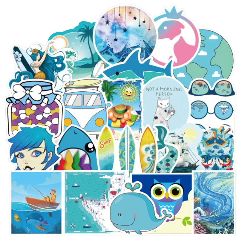 

10/30/50 PCS Cute Cartoon Small Fresh Trolley Case Waterproof Guitar Skateboard Graffiti Car Sticker Wholesale