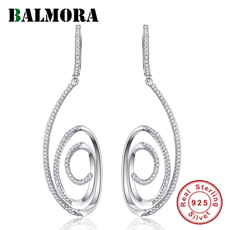

BALMORA 925 Sterling Silver Zircon Simple Irregular Drop Earrings for Women Lover Earrings Fashion Jewelry Brincos