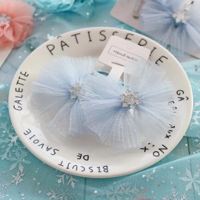 Oaoleer 2PCS/Set Novelty Net Yarn Flowers Elastic Hair Bands for Children Hair Circle Girl Hair Rope Rubber Band Ponytail Tie 11