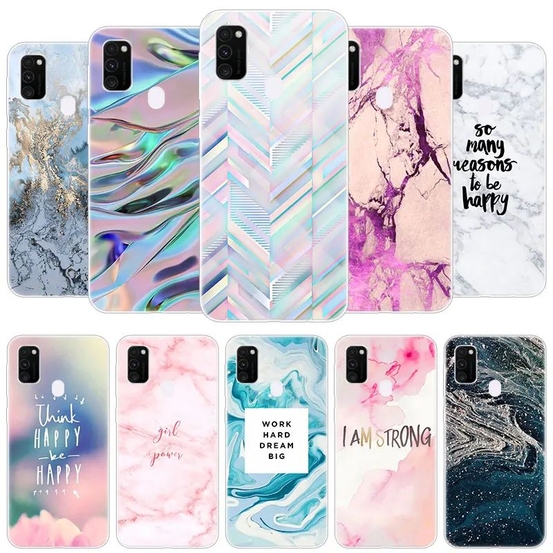 Матовый чехол для Samsung Galaxy M32 M12 M11 M21 M01 M02 M30S M31S M51 A5 2017 A6 A8 Plus A7 A9 2018 с мраморной