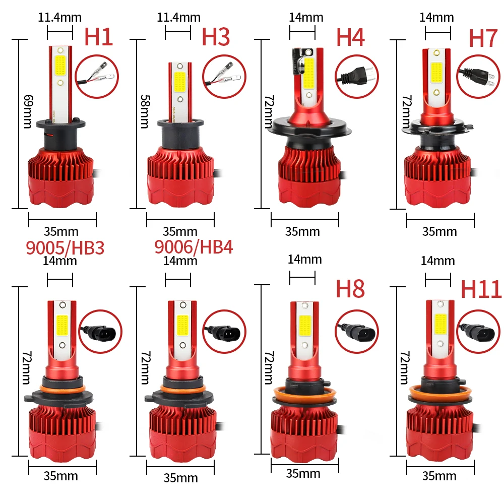 2 шт. COB H4/H7/9005/9006 50 Вт светодиодный фары лампы 4800LM 6000K Энергосберегающие Водонепроницаемый автомобильные лампы для передних фар