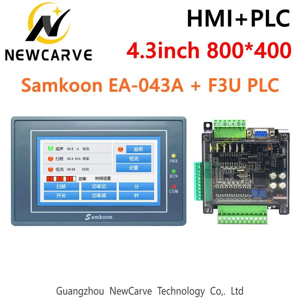 Samkoon EA-043A HMI Сенсорный экран 4,3 дюйма и F3U серии ПЛК промышленная плата управления с DB9 линия связи Newcarve