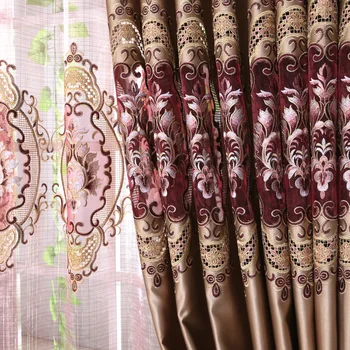 

Customized New Jacquard Living Room Bedroom Chinese Water-soluble Hollow Threaded Embroidered High-end Curtains