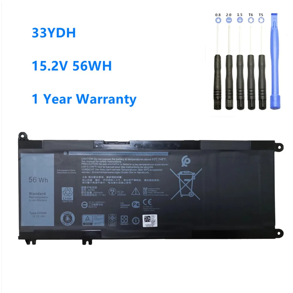 Аккумулятор 33YDH для ноутбука 99NF2 PVHT1 81PF3 081PF3 P30E P30E001 DeLL Inspiron Latitude Vostro 13 14 15 17 G3 G5 G7 7778