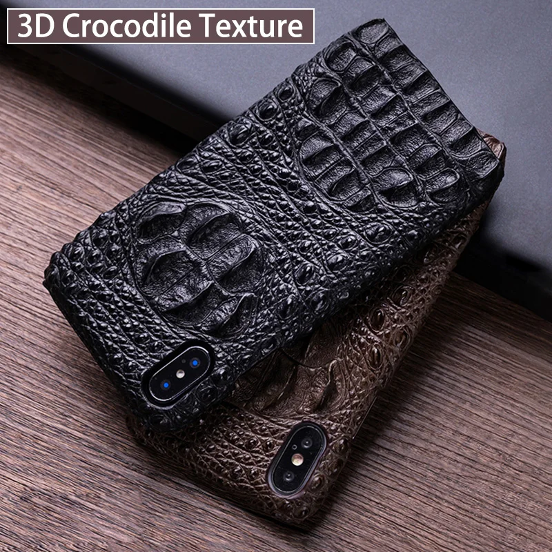 

Luxury Crocodile Back Texture Phone Cases For iPhone 7 8 Plus X Xs Max Case Real Cowhide Back Cover For 6 6s 6p 7p 8p case