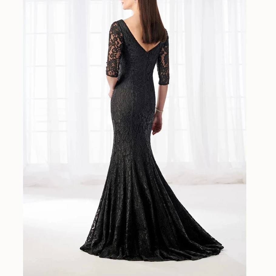 Черная Русалка/Труба Кружева женские платья полупальто vestido madrina boda плюс размер мать невесты платья для свадьбы
