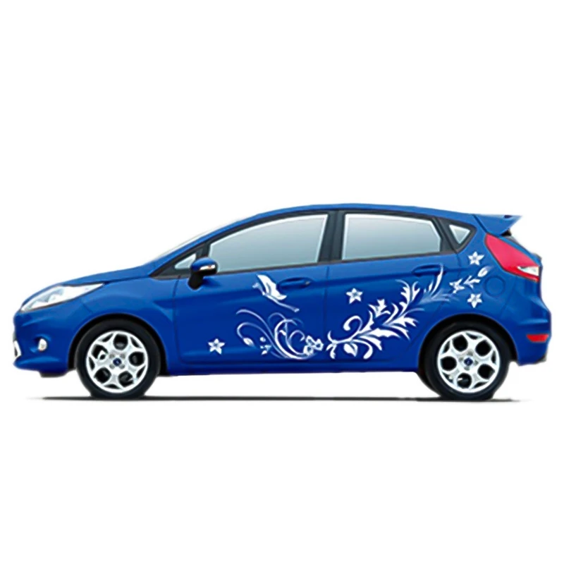3Pcs/Set Universal Auto Modified Decal Vinyl Stickers Natural Flower Vine Dragonfly for Whole Car Body - Название цвета: White