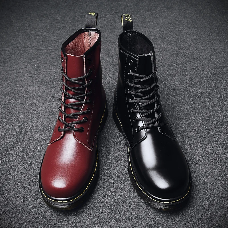 Кожаные ботинки; Зимняя мужская обувь; мужские ботинки; Dr. Martins; неразъемная обувь; мужские ботинки; Британские военные ботинки; коробка; ST324
