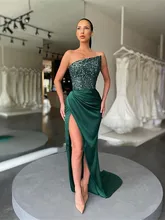 

Green Long Wedding Party Dress Side Slit Prom Dress Gown Sleeveless Sequins Floor Length Mermaid Bling Night Party Evening Dre