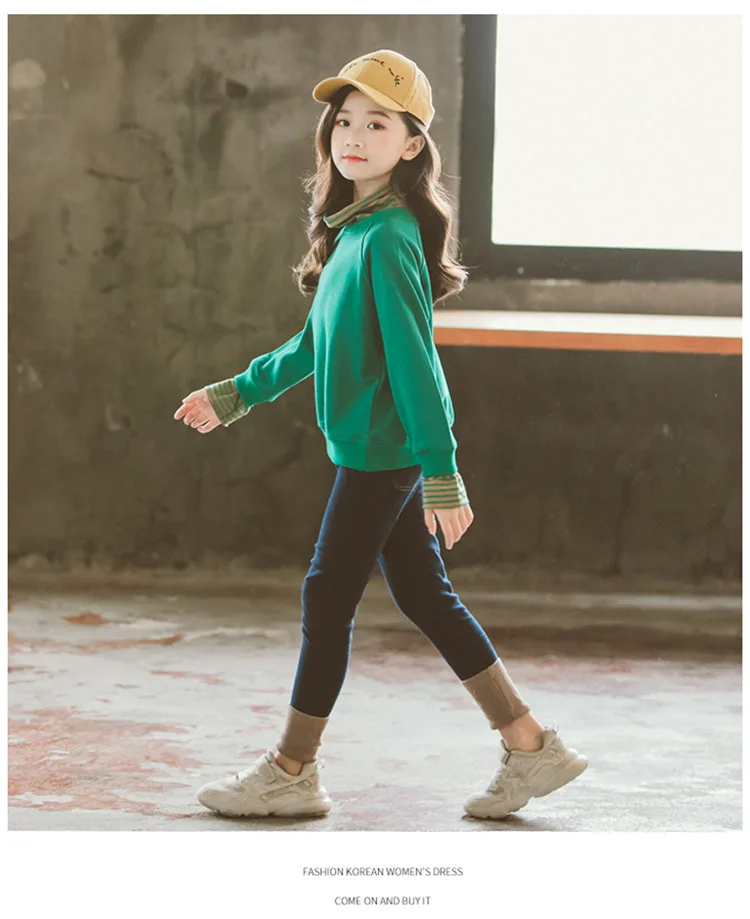 Children Clothes Autumn Teen Girls Clothing Set 8 12 Years Long Sleeve Clothes Suits for Girls Kids Shirts+Denim Pants Tracksuit