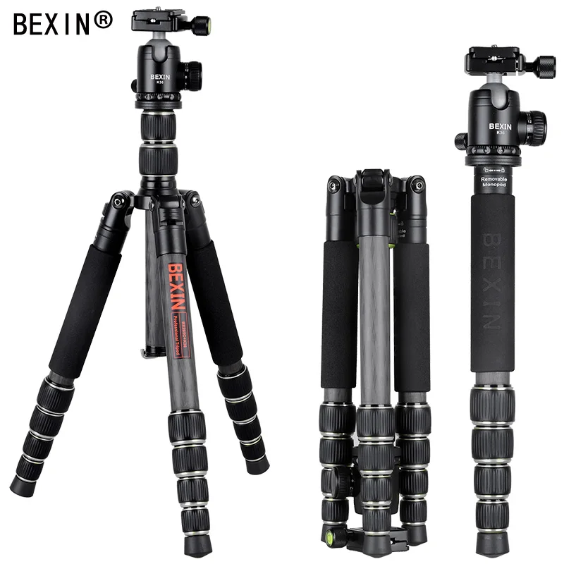 Heavy Duty Professional Tripod Portable Carbon Fiber Monopod Ball Head Travel Camera Tripod Stand For Dslr Digital DV Camcorder