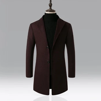 

Fashionable men's wool blended woolen coat warm winter thick windbreaker men's windbreaker