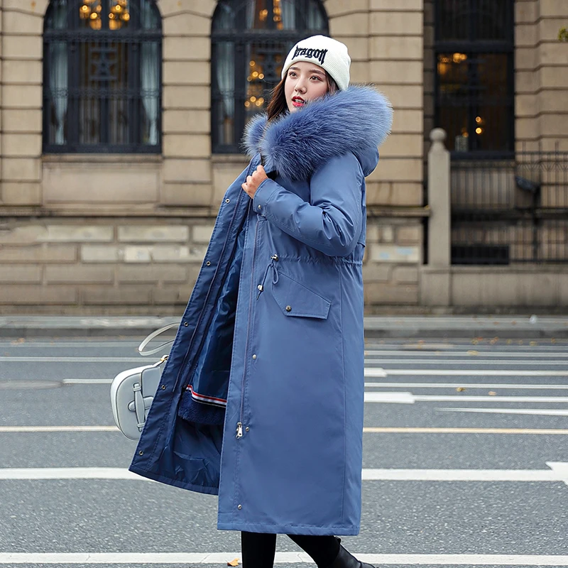 

2020 New Detachable Cotton Liner Parker Parka Coat Winter Jacket Women Long Hooded Parka With Fur Collar Three Ways To Wear