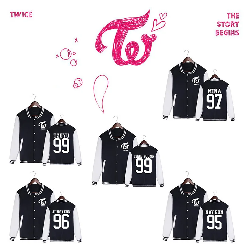

Twice Yu Set Yanping Well Peach MOMO Weeks Tzuyu Sana ming jing South Mina Celebrity Style Hoodie Men And Women Baseball Uniform