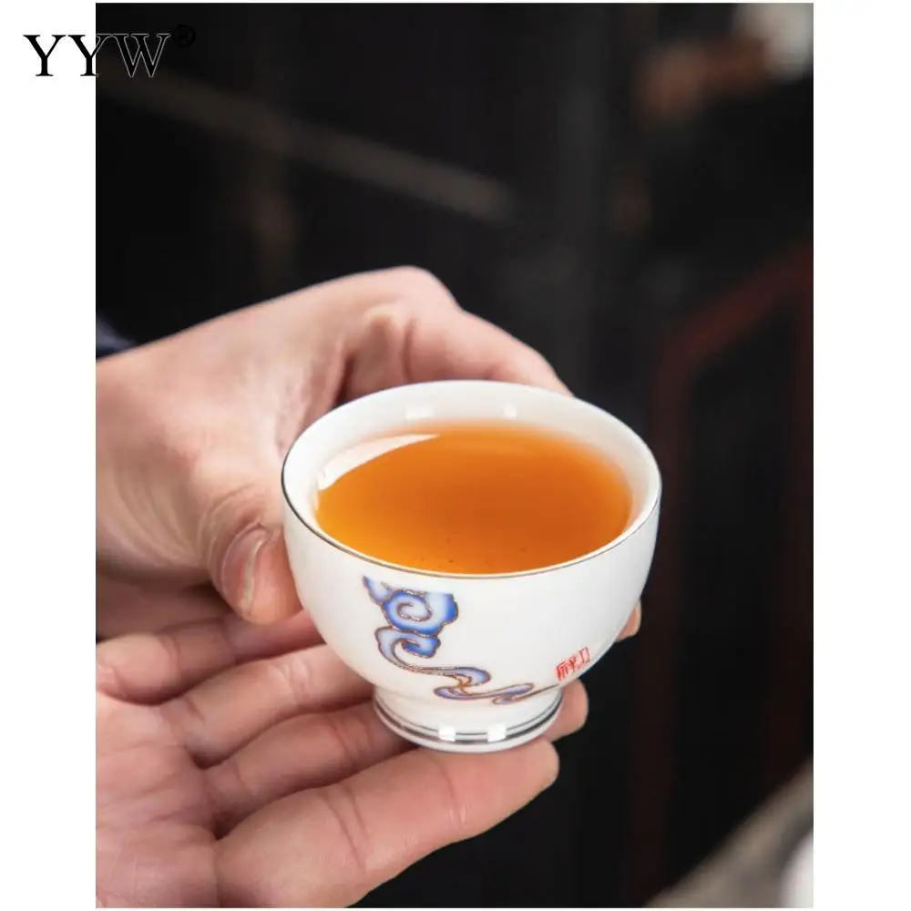 Ручная печать керамики чайные чашки китайский чайный набор кунг-фу чайная чашка маленькая чайная чаша бутик мастер чашка 1 шт. наборы чайной посуды аксессуары