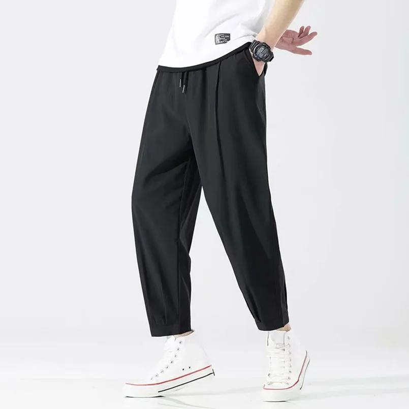 

Summer Thin Men Casual Pants Loose Streetwear Jogging Sportswear Drawstring Harajuku Mens Tracksuits 2023 Plus Size M-5XL