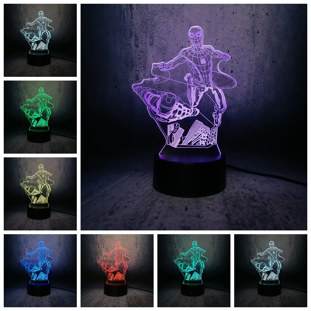 3D светодиодный ночной Светильник USB Base desktoр зарядное устройство с Spinder и Железный