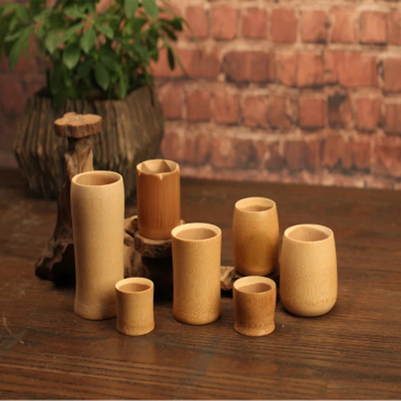 Retro artesanal de bambu esculpido copo café