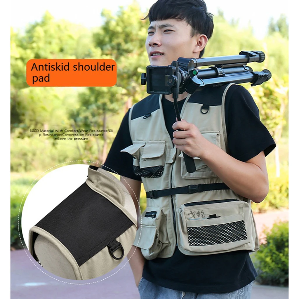 Outdoor Hiking Hunting Fishing Waistcoat Shooting Adjustable Vest Multi Pocket Mesh Vest Photography Jacket Gilet Fishing Vest