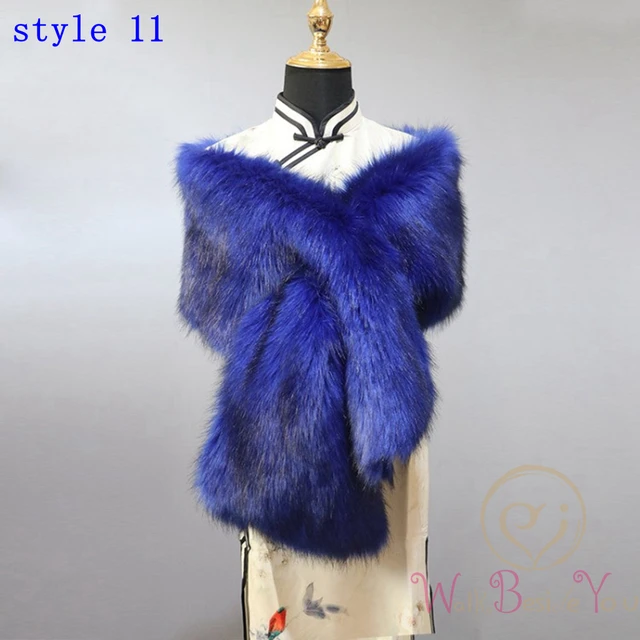 Women Fur Capes Champagne Wedding Bolero Faux Fur Stole Bridal Jacket Formal Party Shrug Walk Beside You Cape De Mariage style11