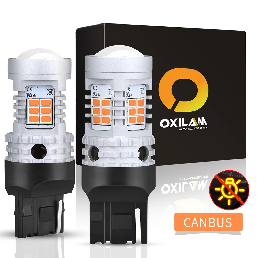OXILAM 2 шт. W21W LED 7440 T20 WY21W светодиодный Янтарный Canbus без Hyper Flash указатель поворота 1156