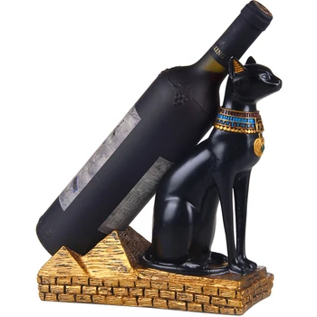 

Egyptian Cat God Wine Rack Figurine Home Decorion Retro Ornament Resin Storage Wine Holder Living Room Decor Desk Crafts Gifts
