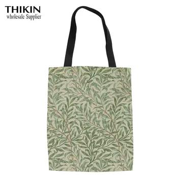

THIKIN Willow Garden Pattern Girls Casual Tote Bags Students Bookbag Folding Eco Women Handbags Recycling Shopper Bags Light