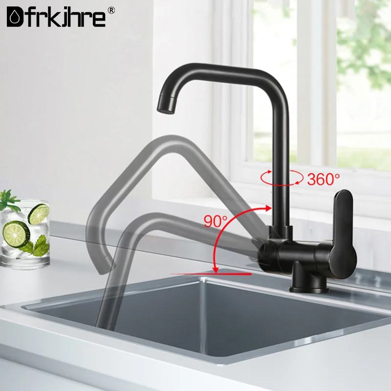 Mitigeur Cuisine Pivotant à 360°,Robinet Cuisine Robinet Mitigeur Evier  Acier Inox 304 à Eau Chaude et Froide pour Cuisine,Noir