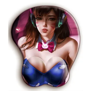

FFFAS 3D Wrist Rest Mouse Pad Mat DVA D.Va Game Silica Gel Sexy Anime Girl Oppai Hip Butt Boob Mousepad for Computer