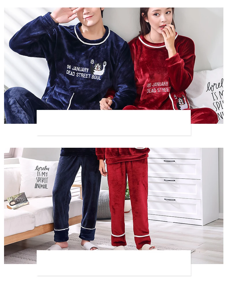 BZEL фланелевые пары Для женщин Для мужчин зима мультфильм пижамы пуловер с длинными рукавами штаны для сна Повседневное Lounge одежда M-3XL
