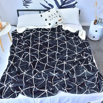 

Fleece Throw Blanket on The Bed Soft Couch Warm Flannel Black Rhombus Bedspread Thin Quilt