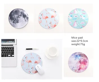 

1 PCS Cute Round Mouse Pad Flamingo Unicorn Moon Mat Computer Peripherals Accessory Mice Cushion