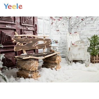 

Christmas Tree Wood Chair Brick Wall Snow Baby Birthday Backdrop Photography Custom Photographic Background For Photo Studio