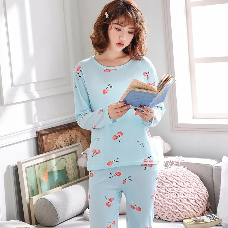 Осенний пижамный комплект, женская одежда для сна, милая Пижама с рисунком, пижамный комплект, тонкая Пижама, женская одежда для сна, одежда для сна