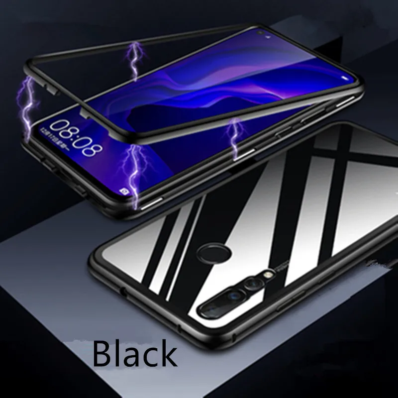 Original Tempering Glass case For Huawei P30 PRO LITE Metal Magnetic Adsorption P20 Solid color frame cover |