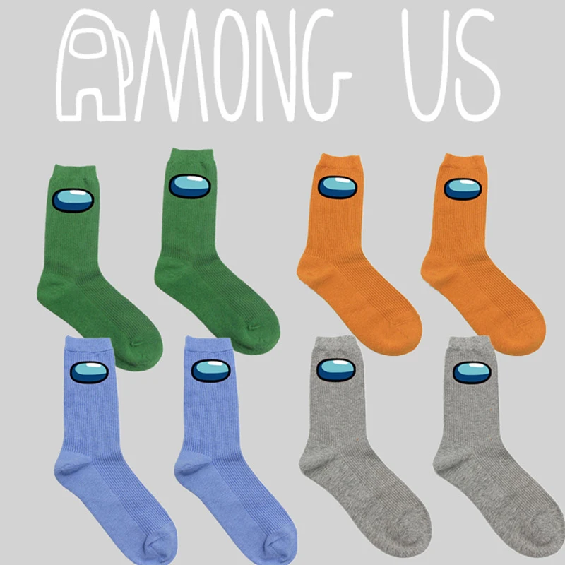 

New Among us Socks Men Women Game Anime Figure Cartoon Printed Socks Harajuku Fashion Cotton Crew Socks Cosplay Christmas Gift